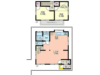 中央本線 八王子駅 バス乗車時間：9分 浅川橋バス停で下車 徒歩6分 2階建 築47年(2LDK)の間取り写真