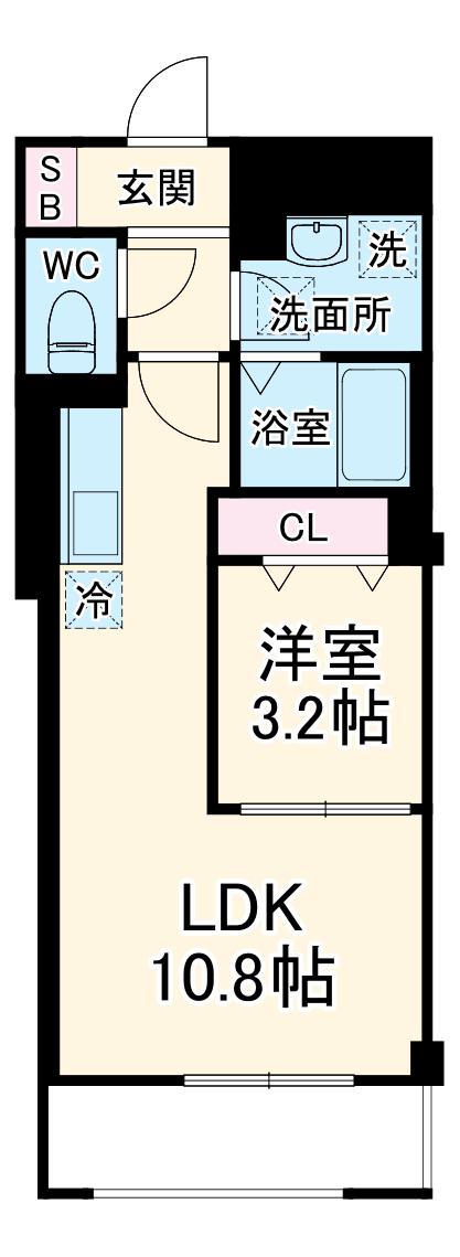 スカイエ大宮(1LDK/2階)の間取り写真