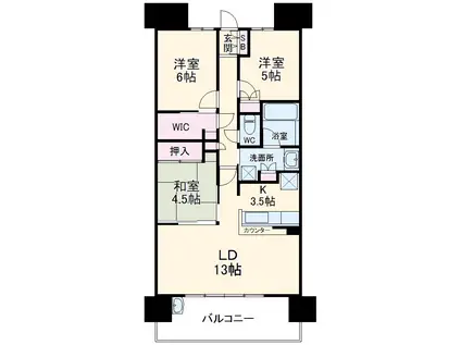 グリーンゲートレジデンスガーデンウィング(3LDK/5階)の間取り写真