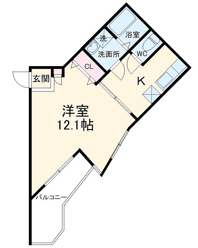 横浜元町ガーデン18(1K/3階)の間取り写真