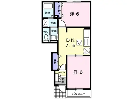 アルカンシエル3(2DK/1階)の間取り写真