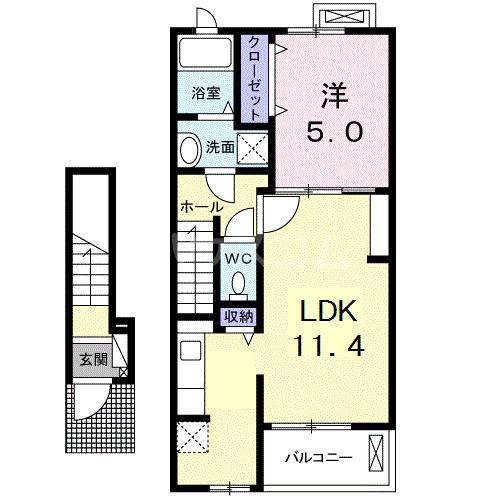 アメニティ Ⅱ(1LDK/2階)の間取り写真