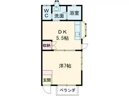 コーポフルヤ(1DK/1階)の間取り写真