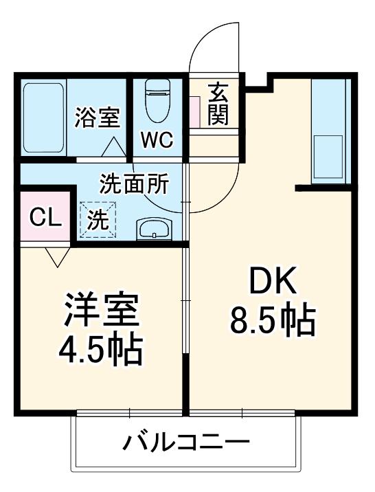 サニーVILLA(1DK/2階)の間取り写真