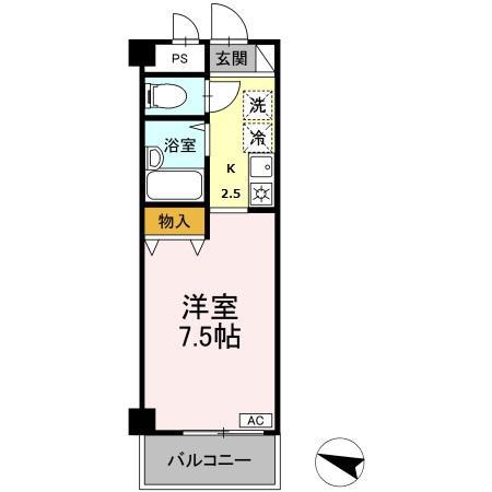 湘南ABSⅠ(ワンルーム/1階)の間取り写真
