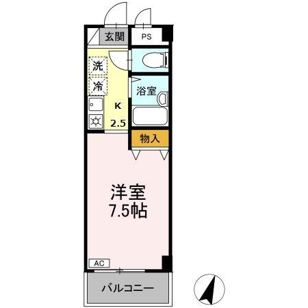 湘南ABSⅠ(ワンルーム/2階)の間取り写真