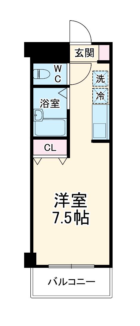 湘南ABSⅠ(ワンルーム/2階)の間取り写真