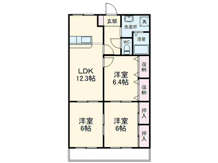 ハロー21 B(3LDK/1階)の間取り写真