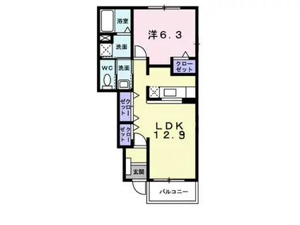 アルカンシエル・ド・モコⅠ(1LDK/1階)の間取り写真