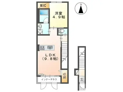 エスポア森本Ⅰ(1LDK/2階)の間取り写真
