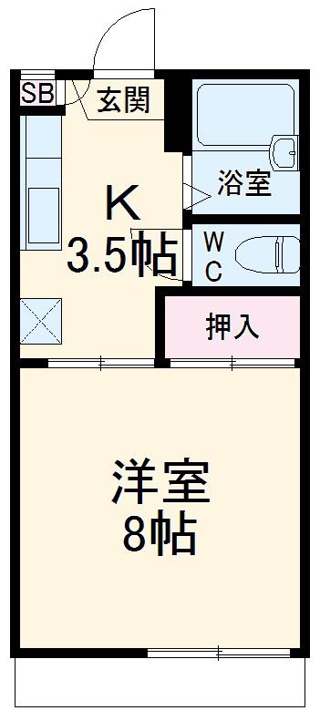 スカイメゾンA(1K/2階)の間取り写真