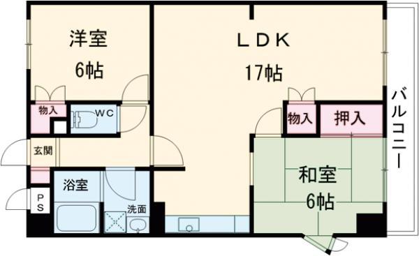 ピオニー・Ⅲ(2LDK/4階)の間取り写真