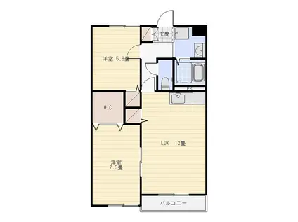 プリントス(2LDK/2階)の間取り写真