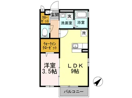 エクセレン(1DK/2階)の間取り写真