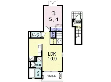 クレセント・ムーンⅣ(1LDK/2階)の間取り写真