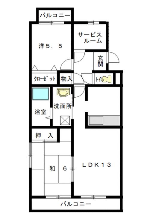 グランドール領家(2SLDK/1階)の間取り写真