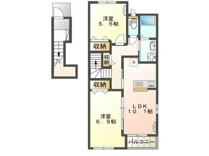 エルシオン(2LDK/2階)の間取り写真