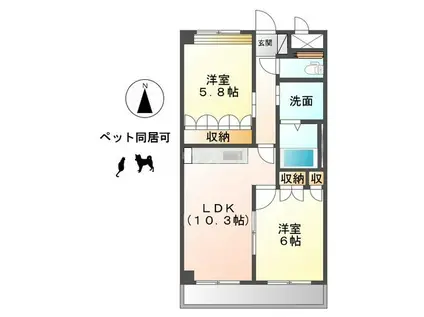 グランディアⅡ(2LDK/5階)の間取り写真