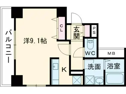ベルクブルーメタクミ(1K/4階)の間取り写真