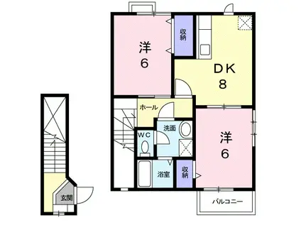ミレニアJ・K Ⅱ(2DK/2階)の間取り写真
