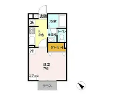 シャングリラ(1K/1階)の間取り写真