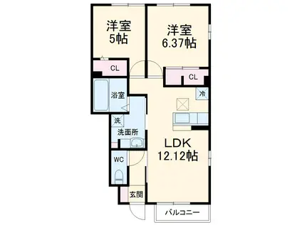 シザンサス・エアナス(2LDK)の間取り写真