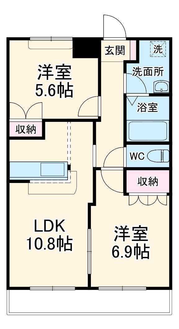 サンライズ(2LDK/2階)の間取り写真