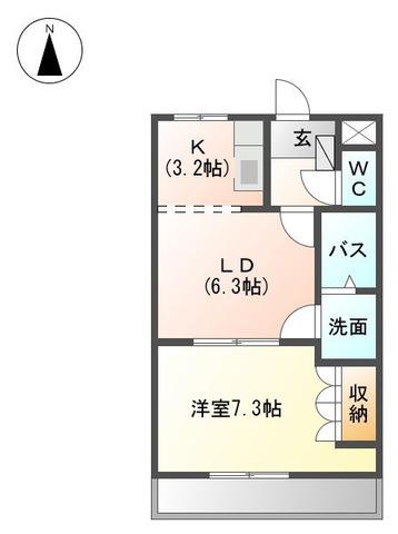 サンメゾンなみよせ(1LDK/2階)の間取り写真