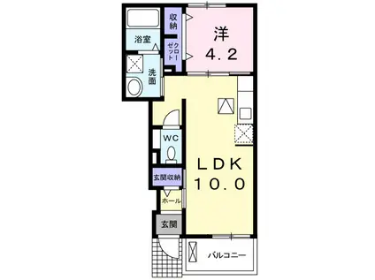 リバーヴィレッジⅡ(1LDK/1階)の間取り写真
