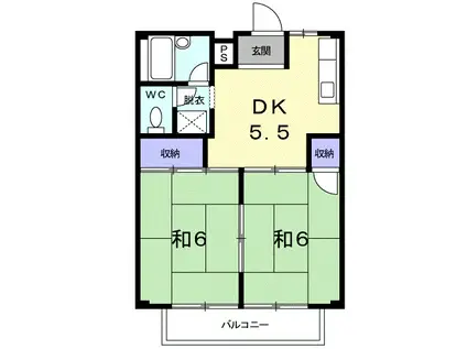 シティハイツ藤(2DK/2階)の間取り写真