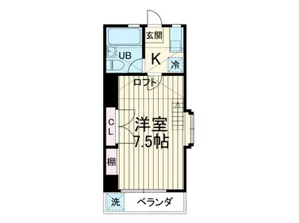 カーサビアンカⅢ(1K/2階)の間取り写真