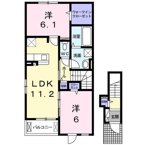 セレッソラアズールモンテ Ⅰ(2LDK/2階)の間取り写真