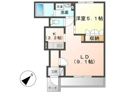 サンガーデン(1LDK/1階)の間取り写真