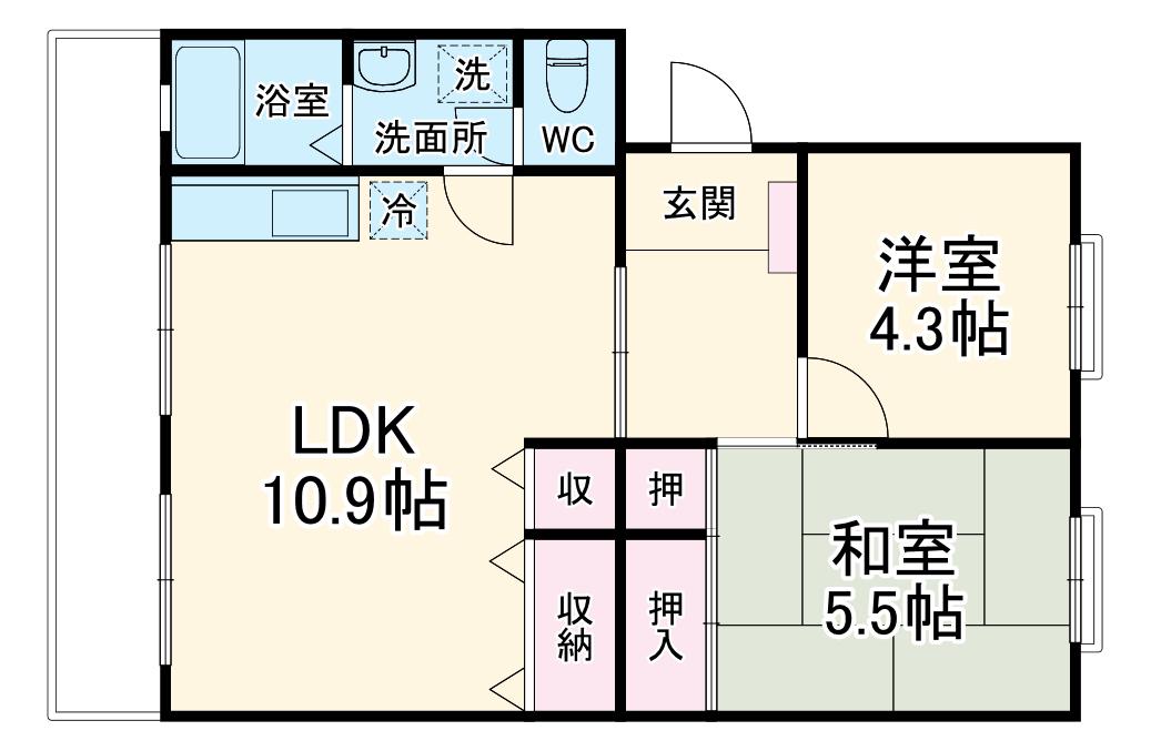 コーポラス高陽台(2LDK/1階)の間取り写真