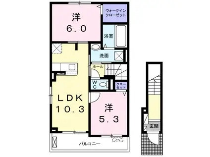 パインルーツⅠ(2LDK/2階)の間取り写真
