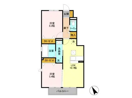 ブリランテ A(2LDK/1階)の間取り写真