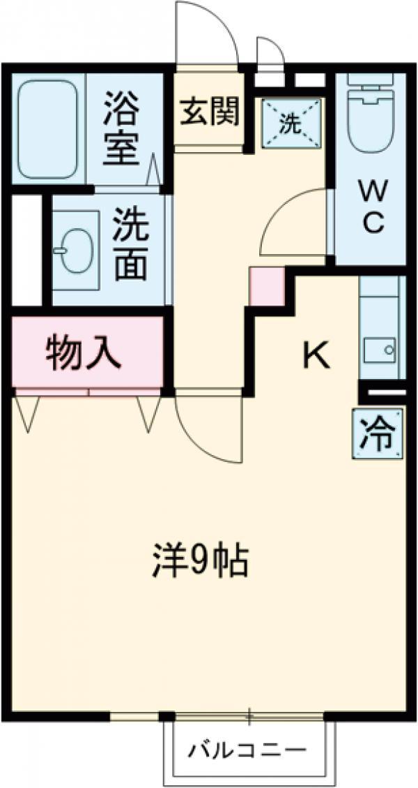 すずかけ(ワンルーム/2階)の間取り写真
