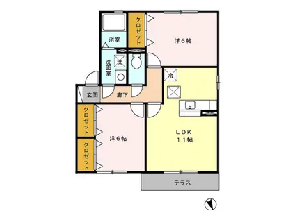 サンモール町田(2LDK/1階)の間取り写真