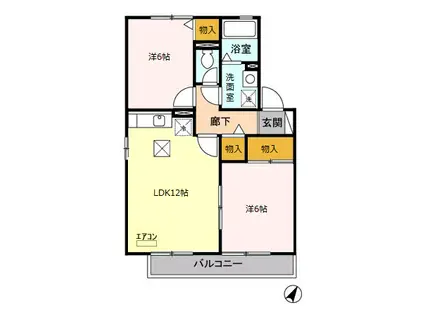 ラフィーネ(2LDK/1階)の間取り写真