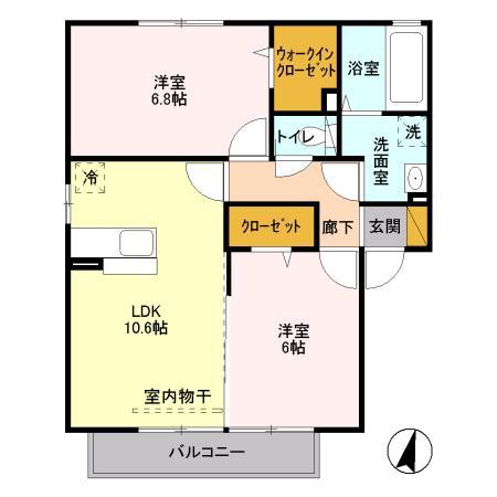 アクシスふじみ野Ⅲ(2LDK/2階)の間取り写真