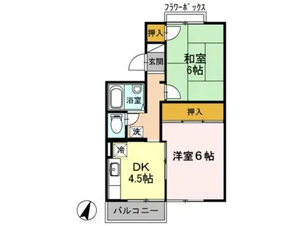 チャーリーズマンション2(2DK/3階)の間取り写真
