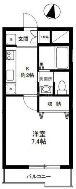 メルベージュ(1K/1階)の間取り写真