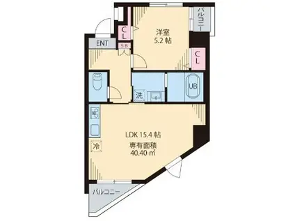 FARFALLA(1LDK/2階)の間取り写真