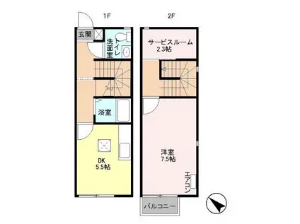 リヴィエールＢ(1SK)の間取り写真