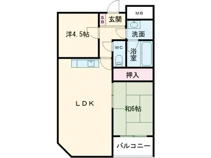 柏芳ビル参号館(2LDK/4階)の間取り写真