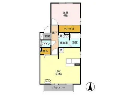 ブラン・サルドセジュールⅡ(1LDK/2階)の間取り写真