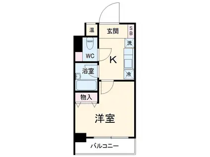 ラ・ロッシェル(1K/4階)の間取り写真