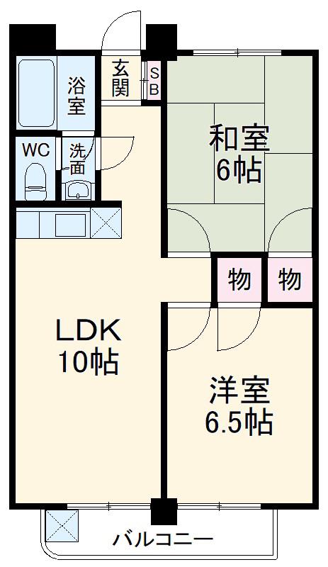 サンニシキ(2LDK/4階)の間取り写真