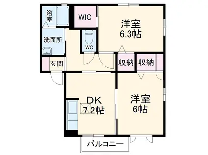 プリムヴェール2(2DK/2階)の間取り写真