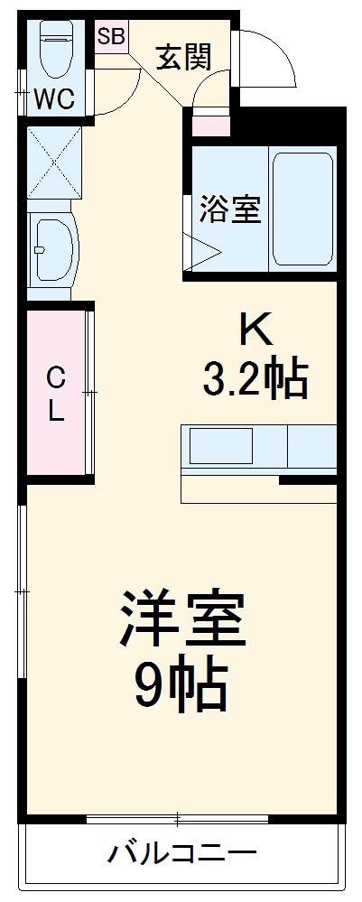 サンライフ鴨江(1K/2階)の間取り写真